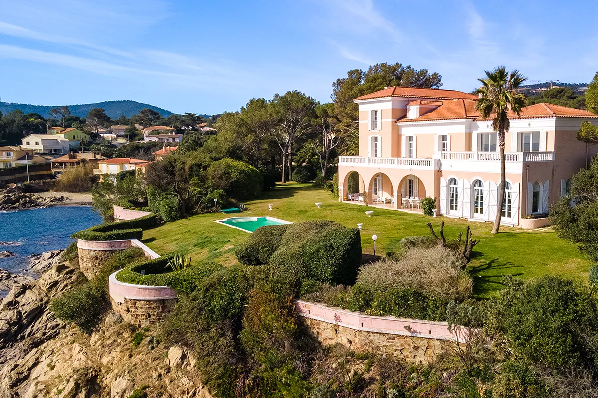 aerial drone view Mediterranean coast France